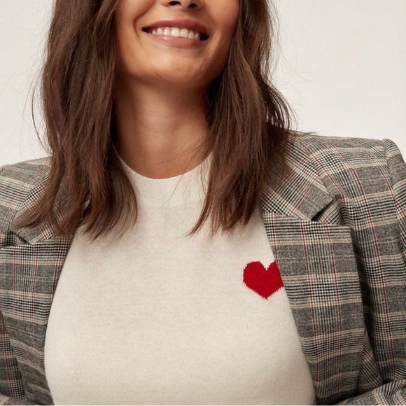 ARITZIA SUNDAY BEST GRAY Abby Heart Sweater - Picture 2 of 9